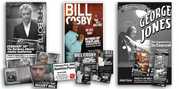 advertising for Bill Cosby, Chris Botti and George Jones