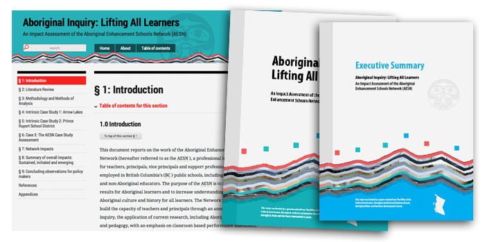 Design and typography of a report on the Aboriginal Enhancement Schools Network