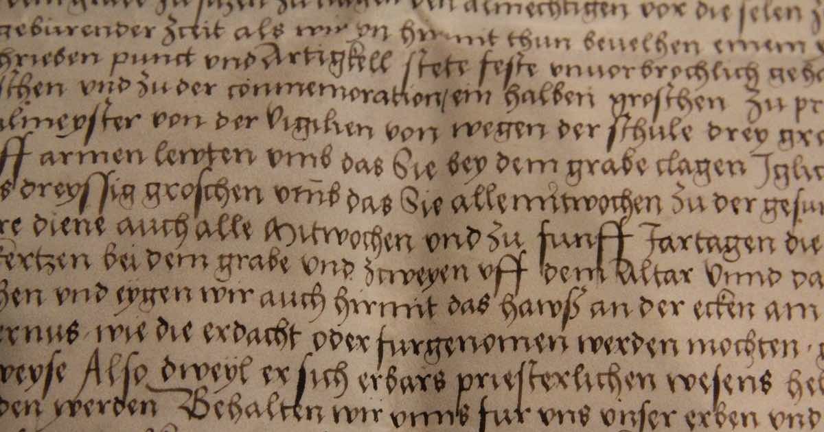 A close up of a page of handwritten Old German text. The ink is dark and the paper looks brown with age.