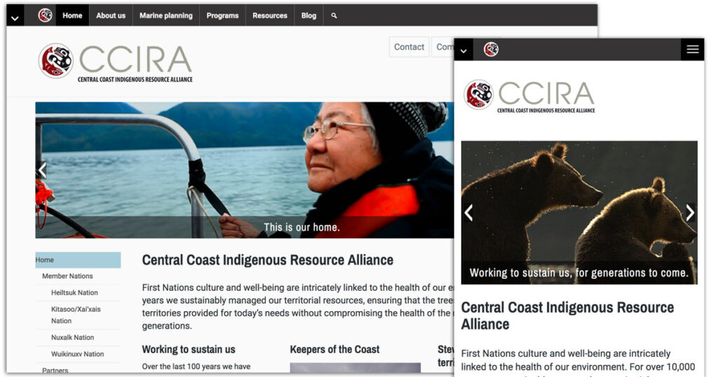 Screenshots of the CCIRA website on mobile and desktop.