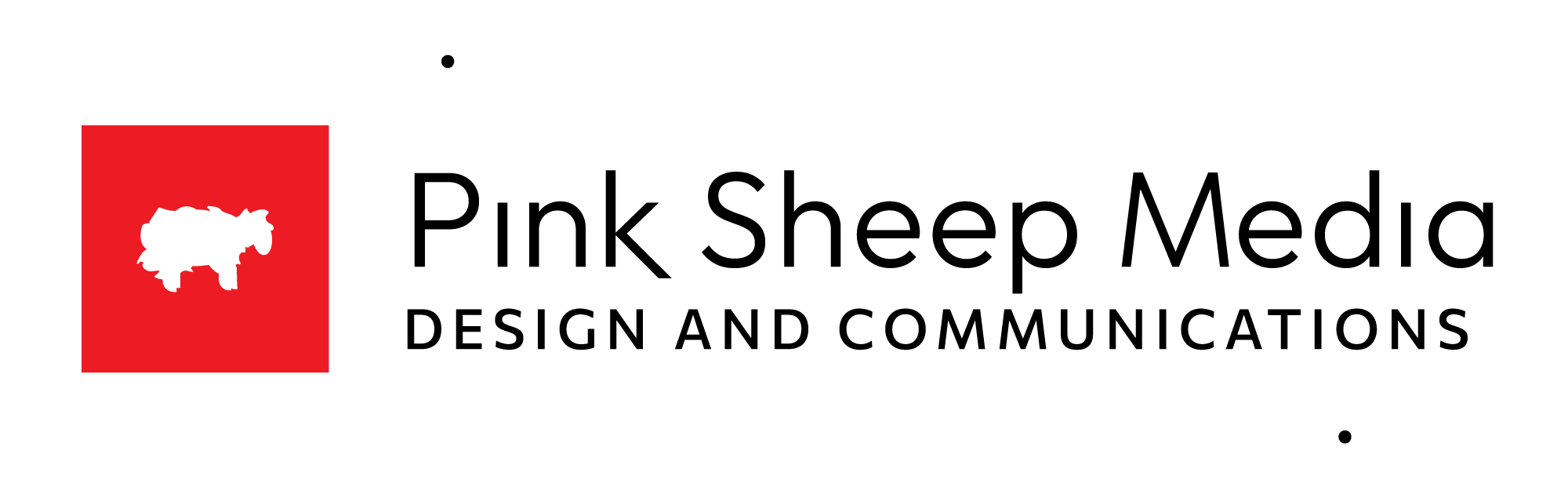 Pink Sheep Media logo: design and communications, little sheep.